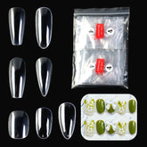 Single Size 500pcs Long Coffin French Fake Nails Color  Clear Artificial False Nail Art Tips For Extension